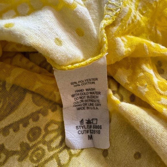 Smocked, Top, yellow, bathing suit, cover-up, size medium. Bin 8 - Picture 3 of 5